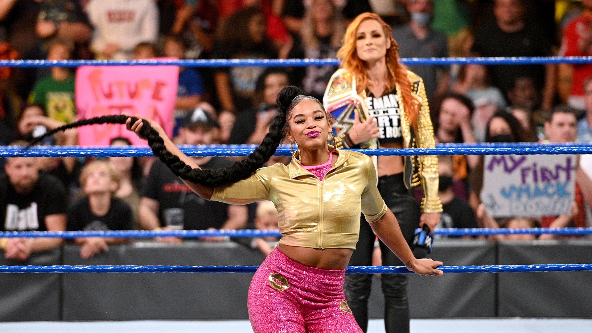 Becky Lynch e Bianca Belair no SmackDown