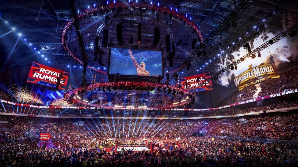 Cody Rhodes apontando para o símbolo da Wrestlemania
