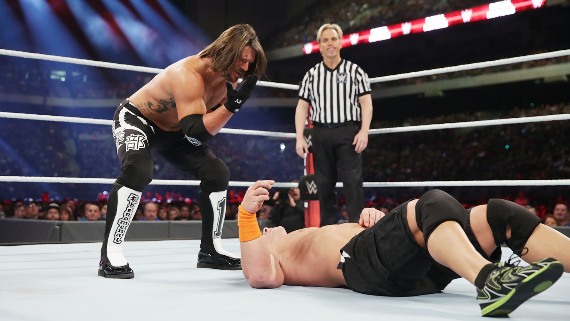 AJ Styles e John Cena na WWE Royal Rumble 2017