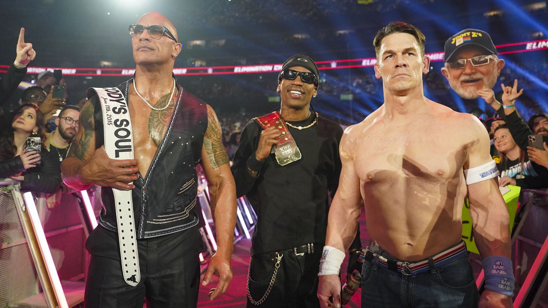John Cena, The Rock e Travis Scott